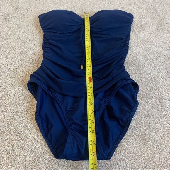Lauren Ralph Lauren navy blue ruched one piece swimsuit Sz 8 - Picture 5 of 6